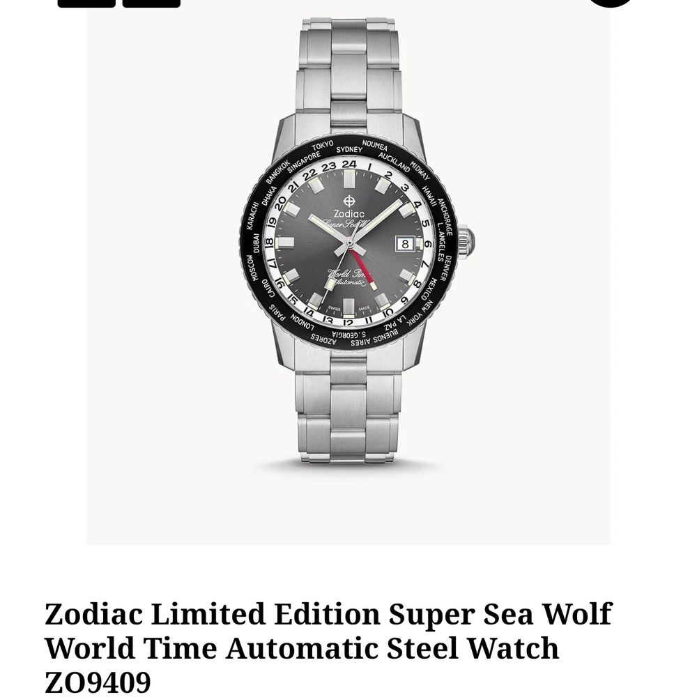 Zodiac Super Sea Wolf Steel Watch